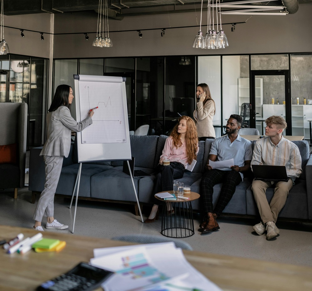 Axe colleagues in an office culture moment